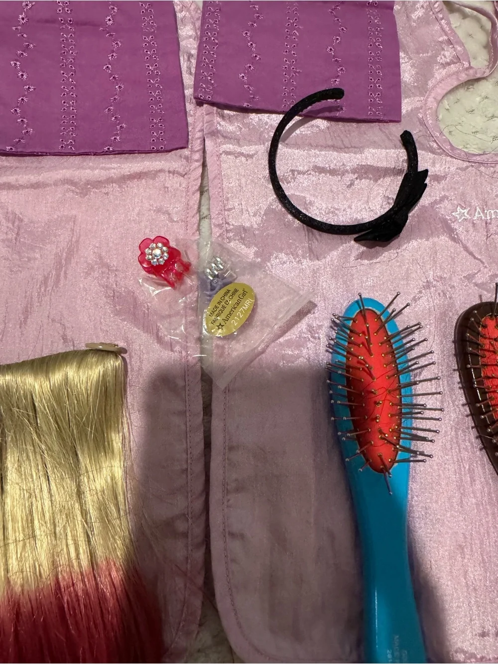 Authentic American Girl Doll Hair Care Salon Capes Brushes Clips Extension Lot